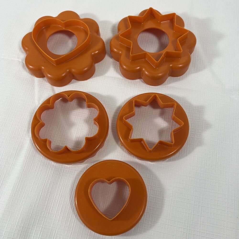 Vintage - Tupperware - Orange Cookie Cutters - Doublesided - Lot of 5